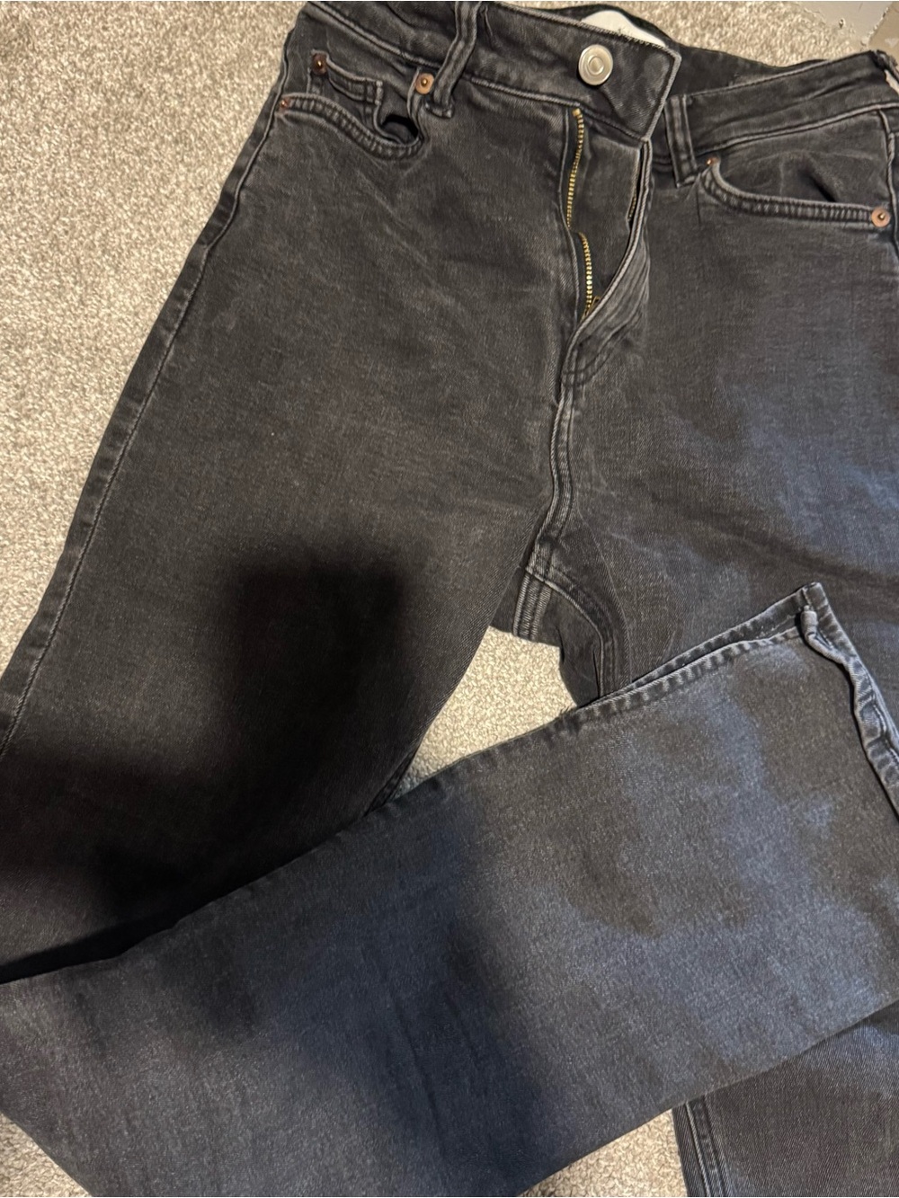 H&M Black-grey  Straight Jeans